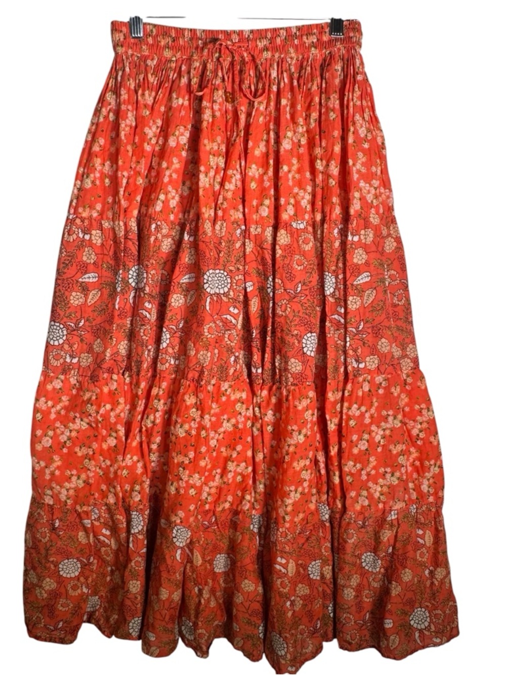 Vintage White Stag Tiered Maxi Skirt Floral Boho Peasant Cottage